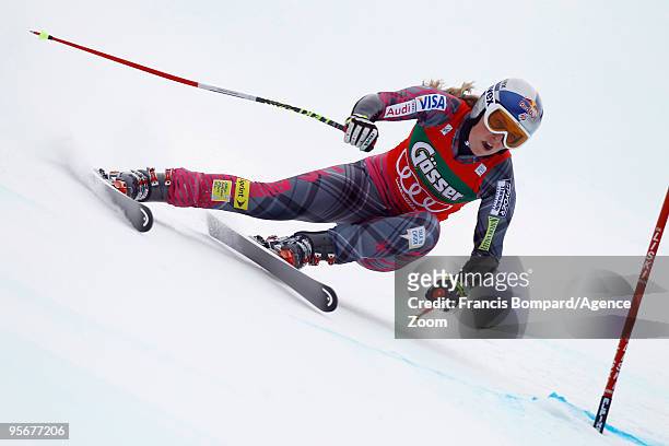 Lindsey Vonn of the USA takes 1st place during the Audi FIS Alpine Ski World Cup Women's Super-G on January 10, 2010 in Haus im Ennstal, Austria.