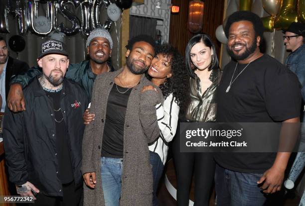 Benji Madden, Luke James, Donald Glover, Angela Bassett, Jessie J and Craig Robinson attend The Stevie Wonder Song Party at The Peppermint Club on...