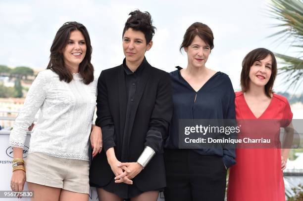 Camera d'Or jury members Iris Brey, Marie Amachoukeli, Camera d'Or jury head Ursula Meier with jury member Jeanne Lapoire attend the Jury Official...