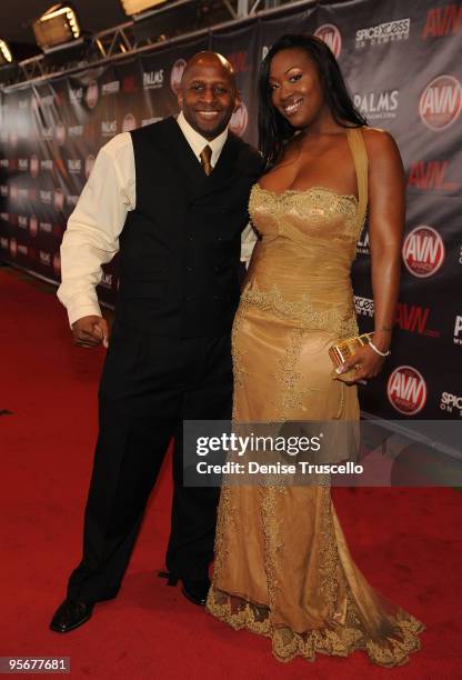 Prince Yahsua and Aryana Starr arrives at the 2010 AVN Awards at the Pearl at The Palms Casino Resort on January 9, 2010 in Las Vegas, Nevada.