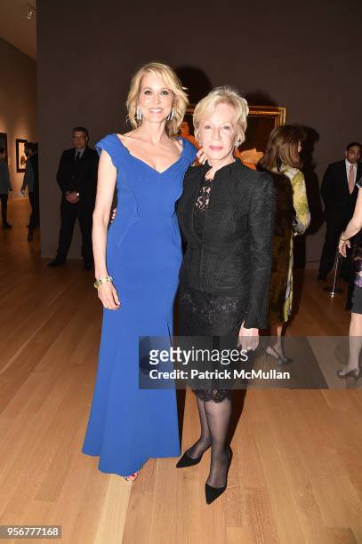 Paula Zahn and Nancy Corzine attend Alzheimer's Drug Discovery Foundation 12th Annual Connoisseur's Dinner at Sotheby's on May 3, 2018 in New York...