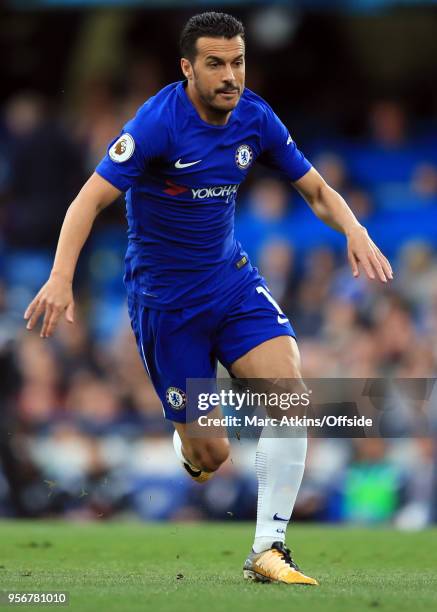 Pedro of Chelsea during the Premier League match between Chelsea and Huddersfield Town at Stamford Bridge on May 9, 2018 in London, England.