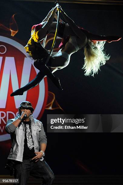 Recording artist Baby Bash performs with dancers during the 27th annual Adult Video News Awards Show at The Pearl concert theater at the Palms Casino...