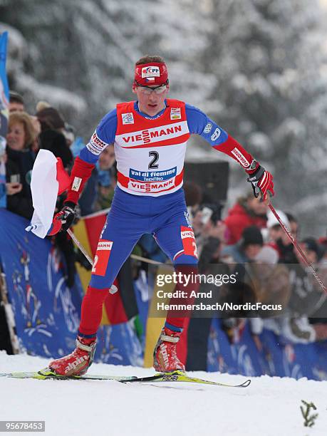 Lukas Bauer of Czech Republic competes during the final climb men for the FIS Cross Country World Cup Tour de Ski on January 10, 2010 in Val di...