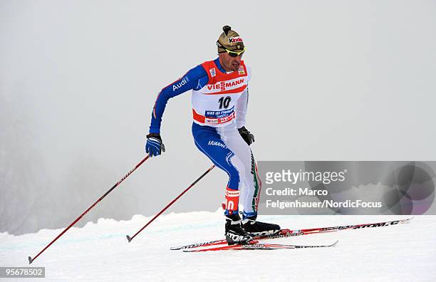 Girogio di Centa of Italy competes during the final climb men for the FIS Cross Country World Cup Tour de Ski on January 10, 2010 in Val di Fiemme,...