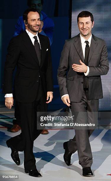Tom Ford and Fabio Fazio attend 'Che Tempo Che Fa' Italian Tv Show on January 10, 2010 in Milan, Italy.