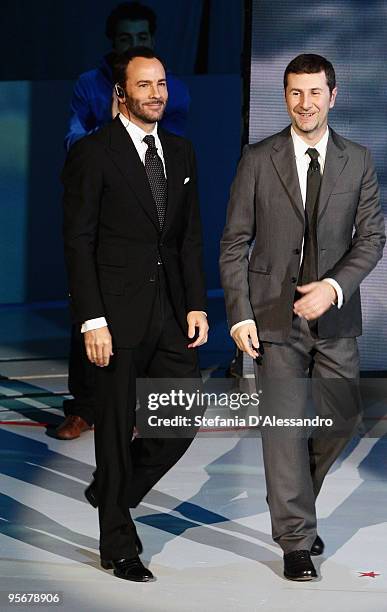 Tom Ford and Fabio Fazio attend 'Che Tempo Che Fa' Italian Tv Show on January 10, 2010 in Milan, Italy.