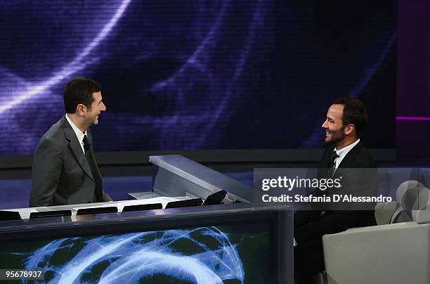 Fabio Fazio and Tom Ford attend 'Che Tempo Che Fa' Italian Tv Show on January 10, 2010 in Milan, Italy.