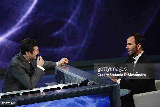 Fabio Fazio and Tom Ford attend 'Che Tempo Che Fa' Italian Tv Show on January 10, 2010 in Milan, Italy.