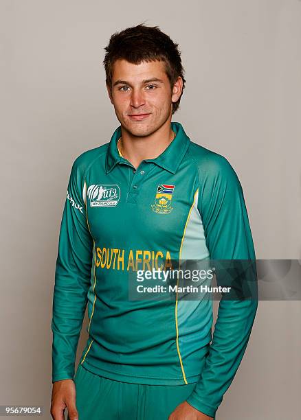 Malcolm Nofal of South Africa poses for a portrait ahead of the ICC U19 Cricket World Cup at Crowne Plaza on January 10, 2010 in Christchurch, New...