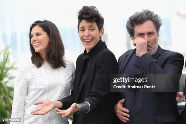 Camera d'Or jury members Iris Brey, Marie Amachoukeli and Arnaude Larrieu attend the Jury Official Camera D'Or photocall during the 71st annual...