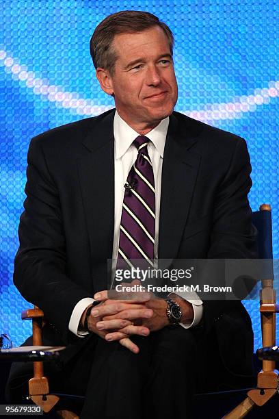 Nightly News anchor Brian Williams speaks onstage at the NBC Universal 'NBC News' Q&A portion of the 2010 Winter TCA Tour day 2 at the Langham Hotel...