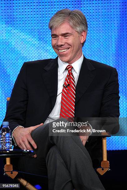 Meet the Press anchor David Gregory speaks onstage at the NBC Universal 'NBC News' Q&A portion of the 2010 Winter TCA Tour day 2 at the Langham Hotel...