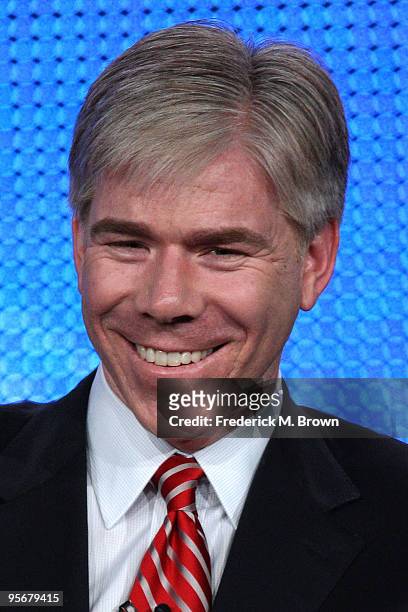 Meet the Press anchor David Gregory speaks onstage at the NBC Universal 'NBC News' Q&A portion of the 2010 Winter TCA Tour day 2 at the Langham Hotel...
