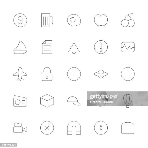 universal icon set 3 - ultra thin line series - minus 3 stock illustrations