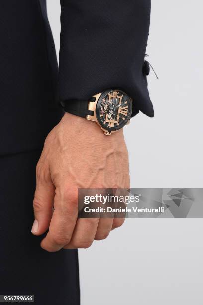 Actor Mads Mikkelsen, watch detail, attends the photocall for "Arctic" during the 71st annual Cannes Film Festival at Palais des Festivals on May 10,...