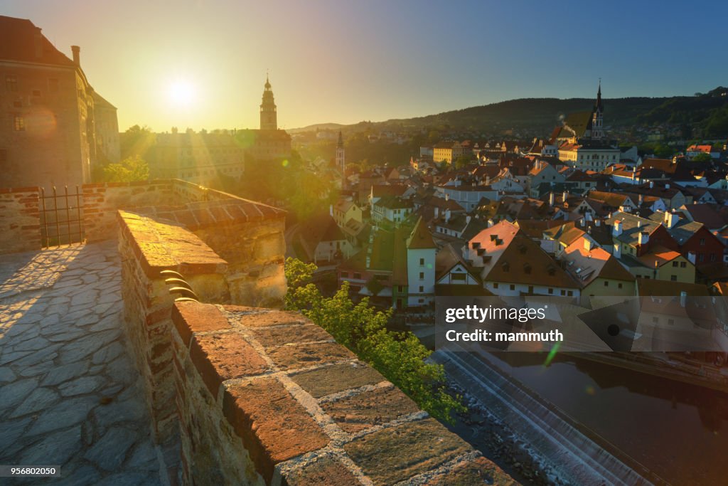 Cesky Krumlov in Czech Republic at sunrise