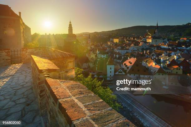 cesky krumlov in czech republic at sunrise - czech republic city stock pictures, royalty-free photos & images