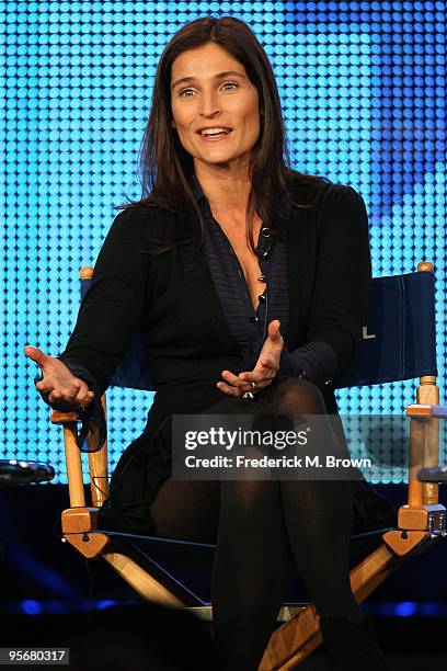 Designer Cortney Novogratz speaks onstage for Bravo's television show '9 By Design' during the NBC Universal 2010 Winter TCA Tour day 2 at the...