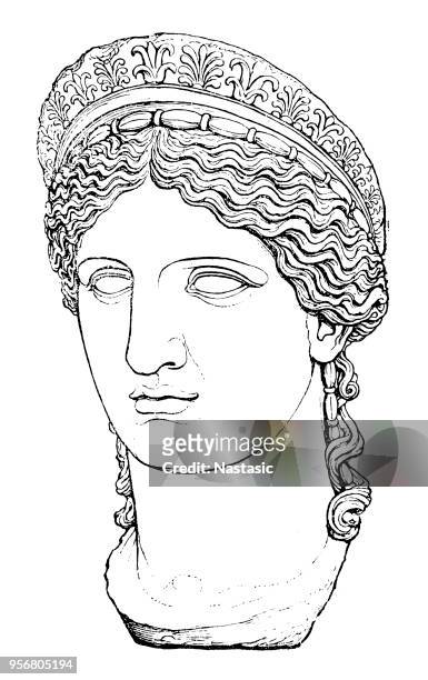 ancient greece - portrait of hera - hera stock illustrations