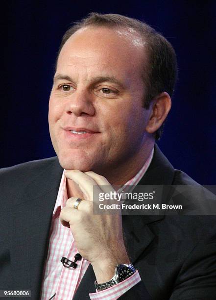 Comedian Tom Papa speaks onstage for NBC's television show 'The Marriage Ref' during the NBC Universal 2010 Winter TCA Tour day 2 at the Langham...