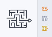 Arrow Through Maze - Pastel Stroke Icons