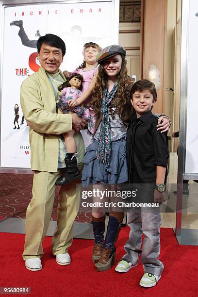 Jackie Chan, Alina Foley, Madeline Carroll and Will Shadley at the World Premiere of Lionsgate "The Spy Next Door" on January 09, 2010 at The Gorve...