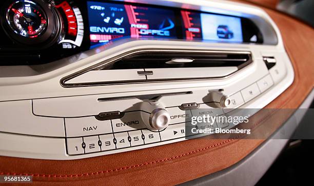 The interior of the General Motors Co. GMC Granite concept vehicle is displayed in a studio in Warren, Michigan, on Saturday, Jan. 9, 2010. Bob Lutz,...