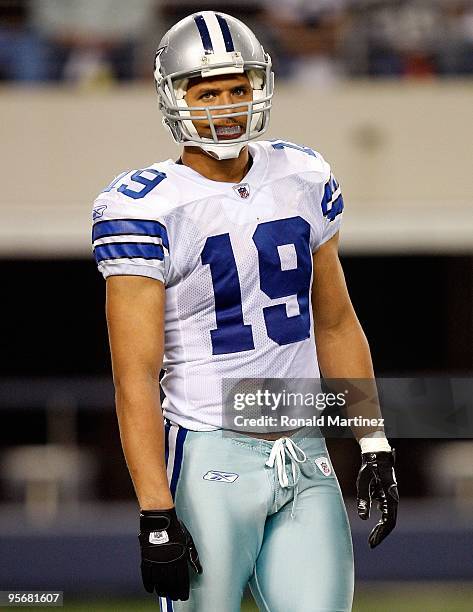 Wide receiver Miles Austin of the Dallas Cowboys during the 2010 NFC wild-card playoff game at Cowboys Stadium on January 9, 2010 in Arlington, Texas.