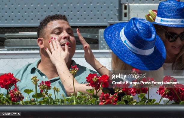 Ronaldo Nazario and Celina Locks during day four of the Mutua Madrid Open tennis tournament at the Caja Magica on May 9, 2018 in Madrid, Spain.