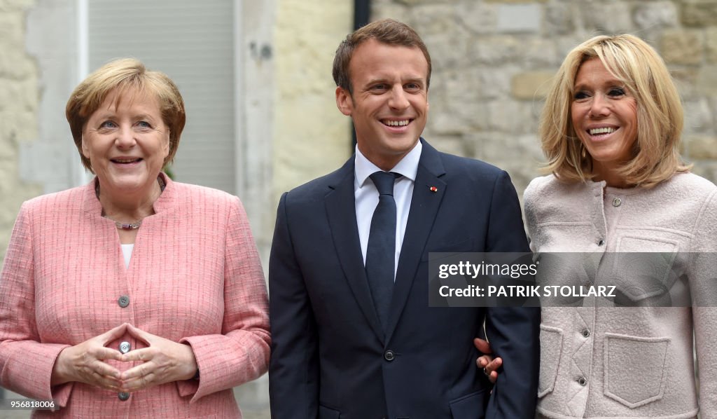 GERMANY-FRANCE-EU-POLITICS-AWARD-MACRON
