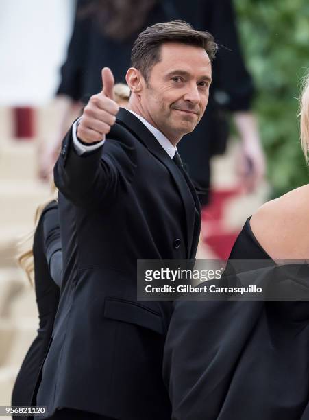Actor Hugh Jackman is seen arriving to the Heavenly Bodies: Fashion & The Catholic Imagination Costume Institute Gala at The Metropolitan Museum on...