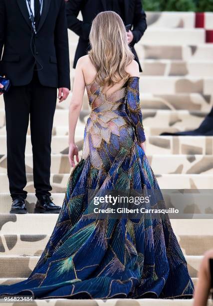 Model Gigi Hadid is seen arriving to the Heavenly Bodies: Fashion & The Catholic Imagination Costume Institute Gala at The Metropolitan Museum on May...