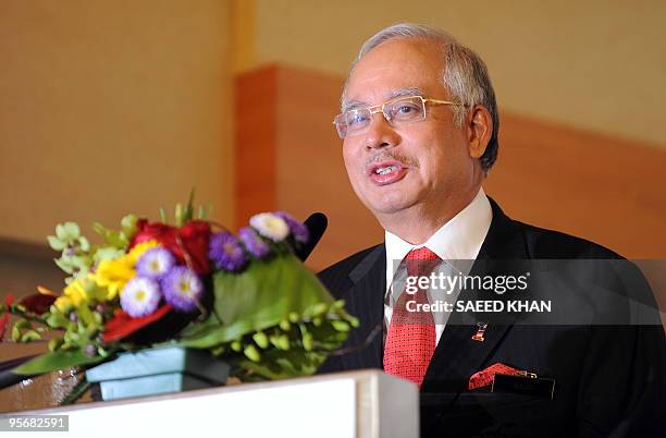 Malaysian Prime Minister Najib Razak speaks at the opening ceremony of the head office of government development and investment firm 1Malaysia...