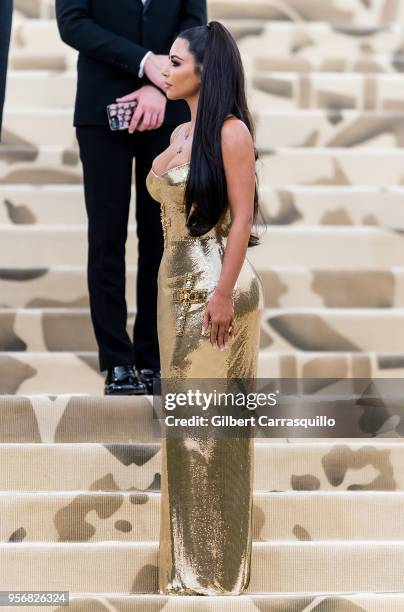 Kim Kardashian West is seen arriving to the Heavenly Bodies: Fashion & The Catholic Imagination Costume Institute Gala at The Metropolitan Museum on...