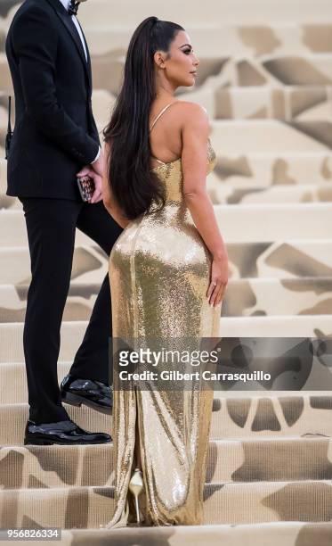 Kim Kardashian West is seen arriving to the Heavenly Bodies: Fashion & The Catholic Imagination Costume Institute Gala at The Metropolitan Museum on...