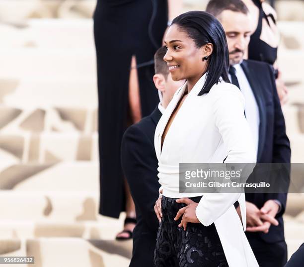 Comedian Tiffany Haddish is seen arriving to the Heavenly Bodies: Fashion & The Catholic Imagination Costume Institute Gala at The Metropolitan...
