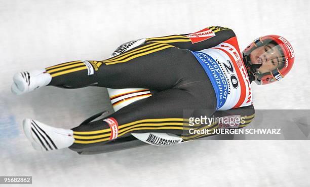 Germany's Natalie Geisenberger competes in the women's Luge World Cup event on January 10, 2010 in the western German city of Winterberg. Germany's...