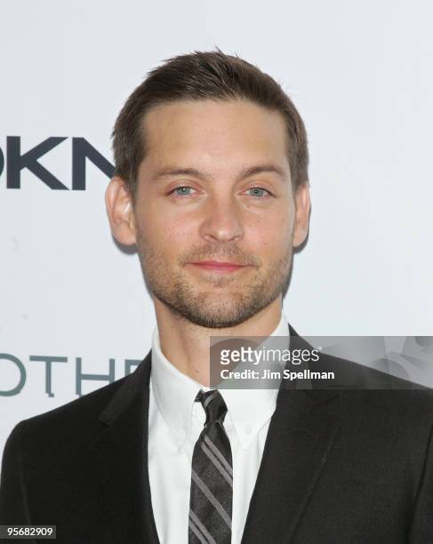 Actor Tobey Maguire attends the Cinema Society and DKNY Men screening of "Brothers" at the SVA Theater on November 22, 2009 in New York City.