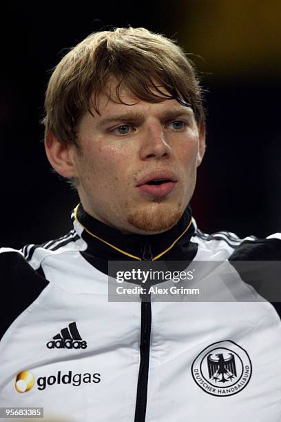 Manuel Spaeth of Germany before the international handball friendly match between Germany and Iceland at the Arena Nuernberger Versicherung on...