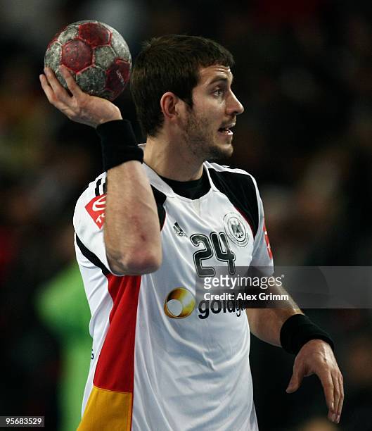 Michael Haass of Germany in action during the international handball friendly match between Germany and Iceland at the Arena Nuernberger Versicherung...