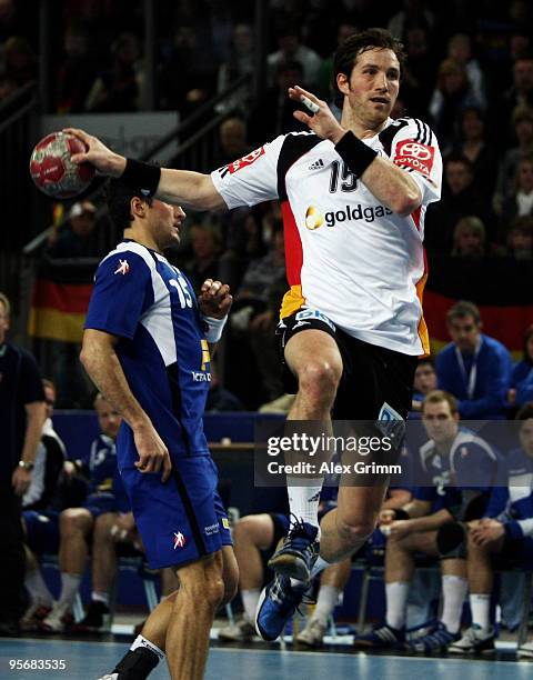 Torsten Jansen of Germany in action during the international handball friendly match between Germany and Iceland at the Arena Nuernberger...