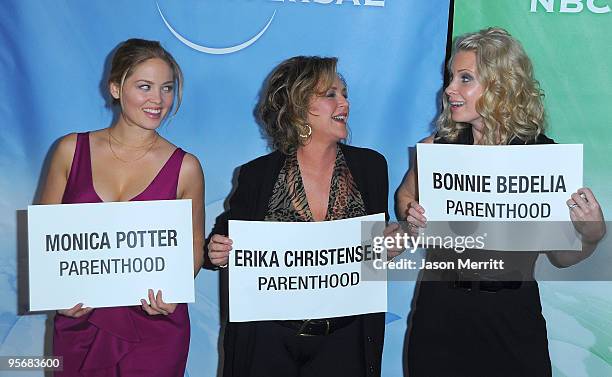 Erika Christensen, Bonnie Bedelia and Monica Potter arrive at NBC Universal's Press Tour Cocktail Party at Langham Hotel on January 10, 2010 in...