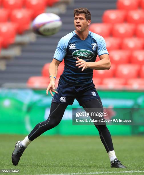 Cardiff Blues' Lloyd Williams during the captain's run at the San Mames Stadium, Bilbao.