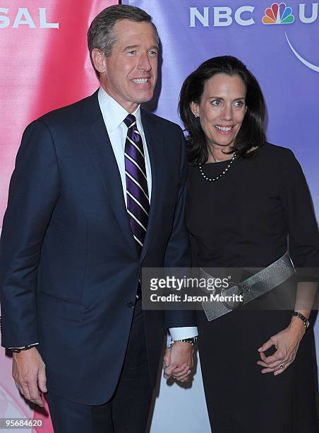 Brian Williams and his wife Jane arrive at NBC Universal's Press Tour Cocktail Party at Langham Hotel on January 10, 2010 in Pasadena, California.
