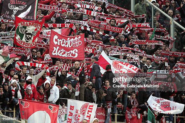 Fans of AS Bari during the Serie A match between Fiorentina and Bari at Stadio Artemio Franchi on January 10, 2010 in Florence, Italy.