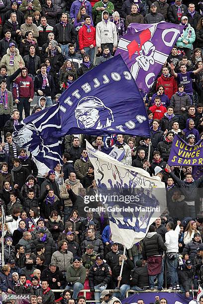 Fans of ACF Fiorentina during the Serie A match between Fiorentina and Bari at Stadio Artemio Franchi on January 10, 2010 in Florence, Italy.