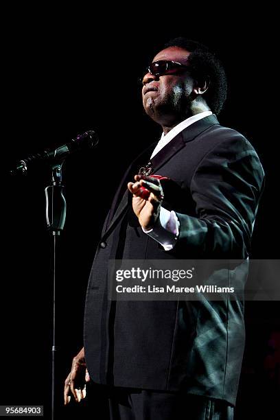 American soul singer Al Green performs on stage in concert as part of the Sydney Festival 2010 at the State Theatre on January 11, 2010 in Sydney,...