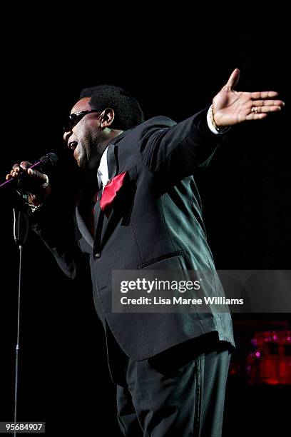 American soul singer Al Green performs on stage in concert as part of the Sydney Festival 2010 at the State Theatre on January 11, 2010 in Sydney,...