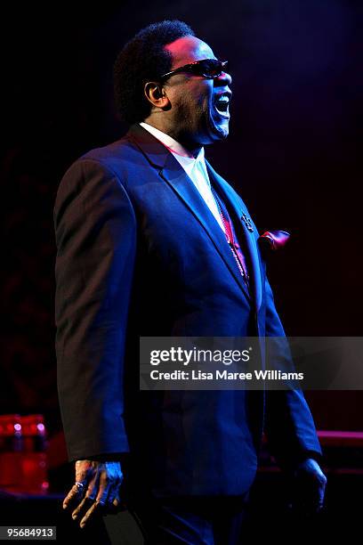 American soul singer Al Green performs on stage in concert as part of the Sydney Festival 2010 at the State Theatre on January 11, 2010 in Sydney,...